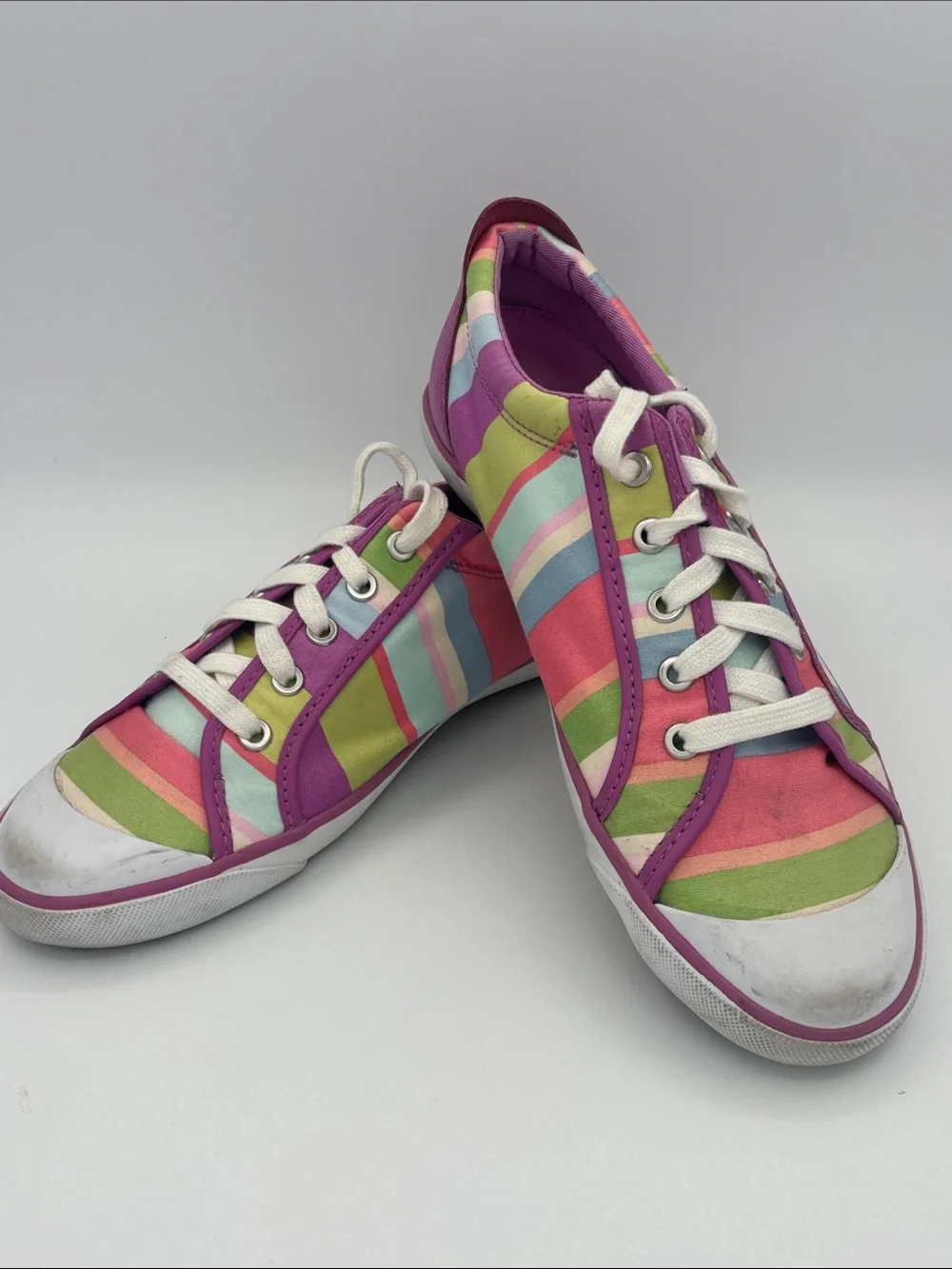 Coach Women’s Barrett Low-Top Lace Up Sneaker Tennis Shoes - Striped - Sz 10